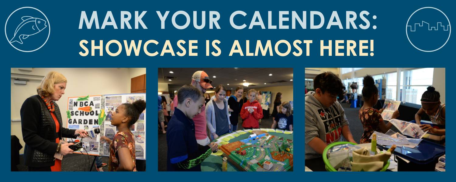 blue background with lettering: Mark your calendars: showcase is almost here!